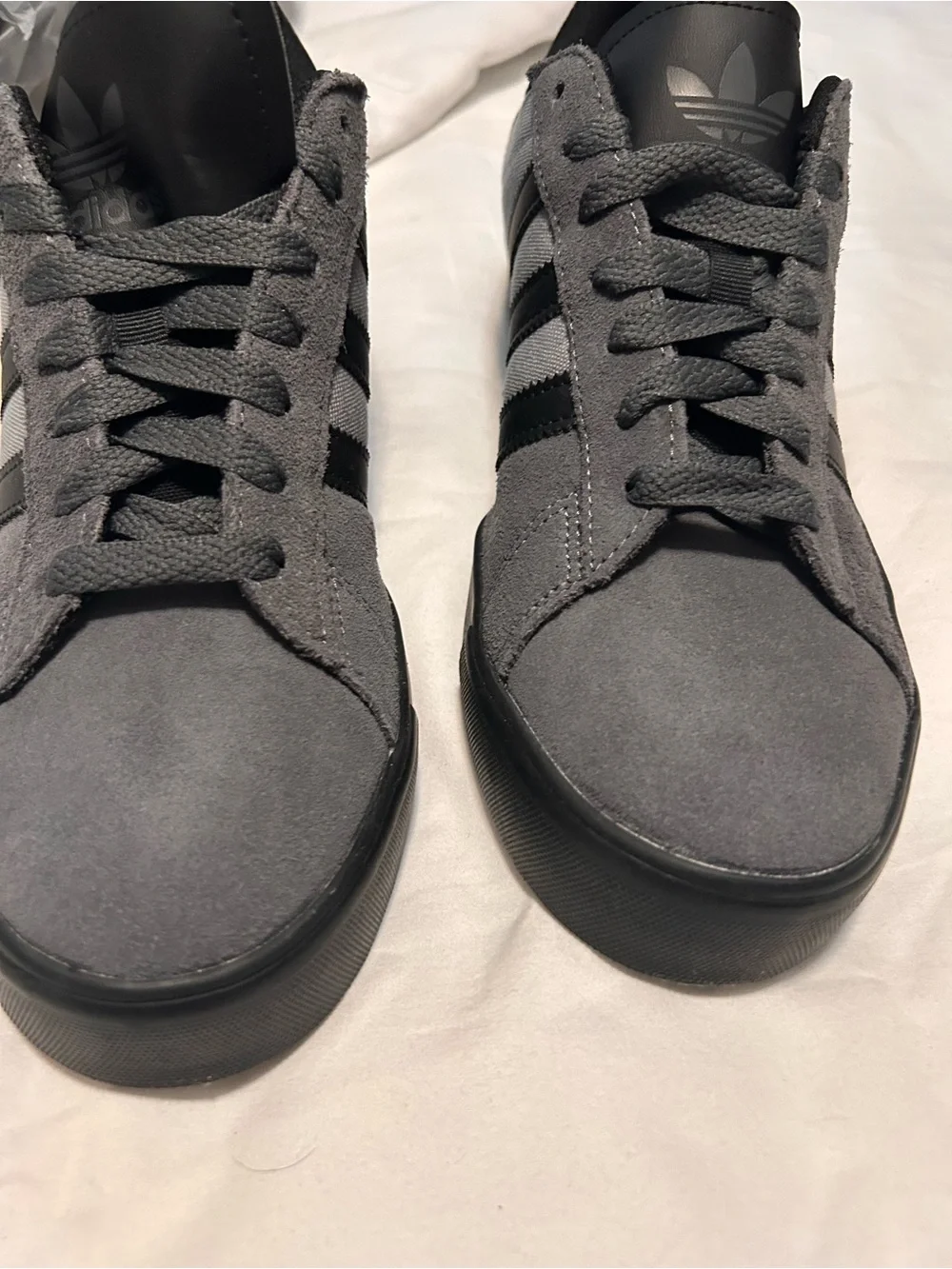 adidas Men's Gray Canvas Sneakers with Black Stripes